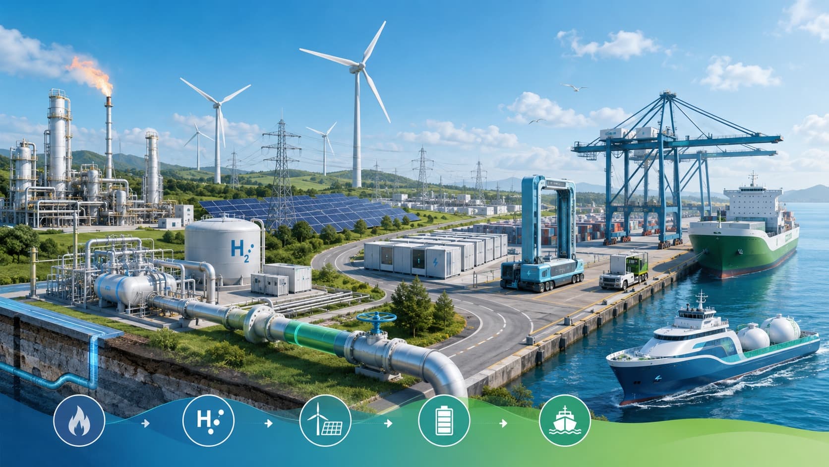Energy infrastructure — LNG, hydrogen, renewables, and shipping
